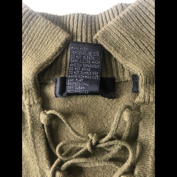 ESCIO RIBBED CRISSCROSS DETAILING GREEN SWEATER - Picture 6 of 9